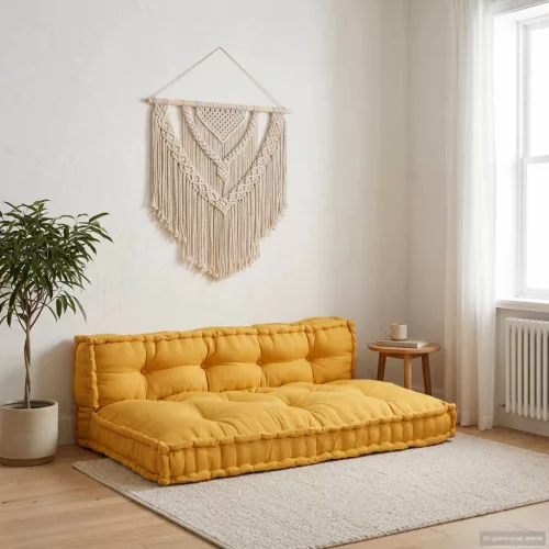 vidaXL Pallet Sofa Párna 2 pcs Sárga 120 x 80 x 38 cm Szövet