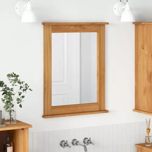 vidaXL Tükör tükörrel VIGO Méz barna 55,5 x 5 x 70 cm Tömör fenyőfa