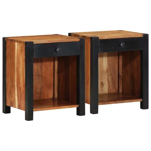 vidaXL Éjjeliszekrény fiókkal 2 pcs Barna 40 x 35 x 50 cm tömör akácfa