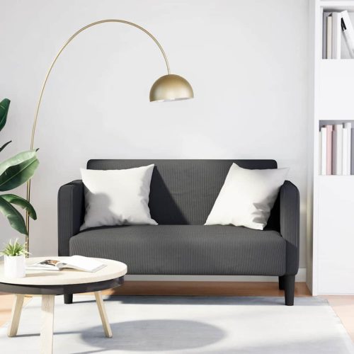 vidaXL sötétszürke kordbársony szövet loveseat kanapé 109 cm