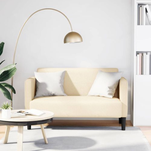 vidaXL krém kordbársony szövet loveseat kanapé 109 cm