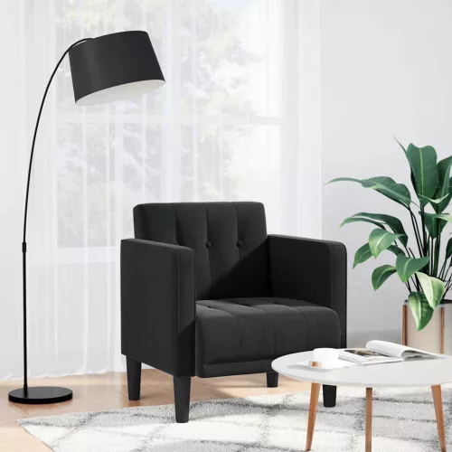 vidaXL fekete bársony kanapészék karfás szék 53 cm