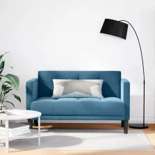 vidaXL kék bársony loveseat kanapé 111 cm
