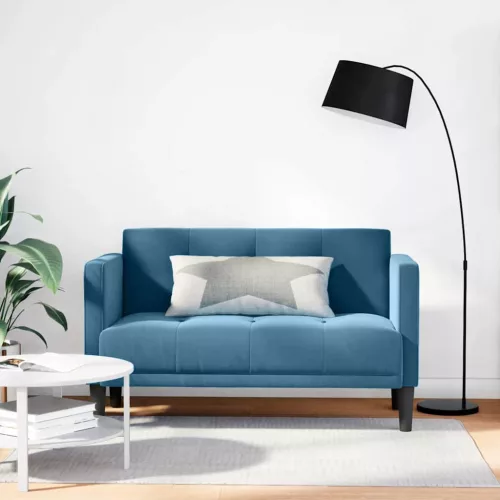 vidaXL kék bársony loveseat kanapé 111 cm