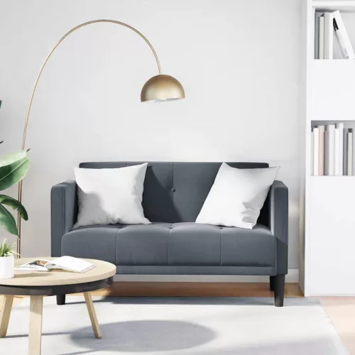 vidaXL sötétszürke bársony loveseat kanapé 111 cm