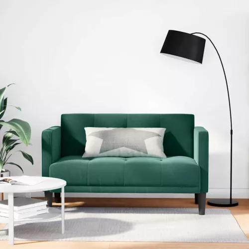 vidaXL sötétzöld bársony loveseat kanapé 111 cm