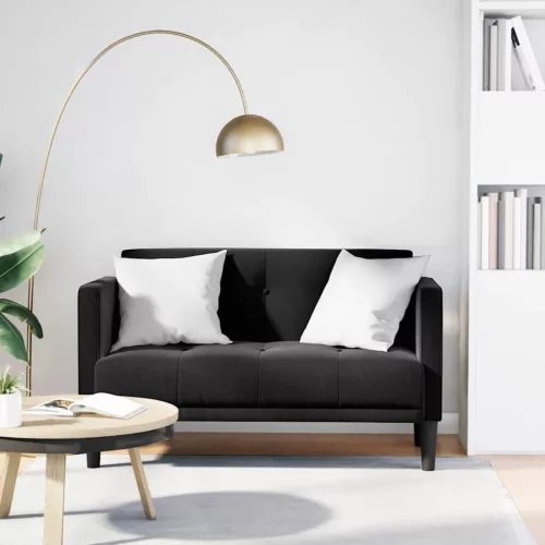 vidaXL fekete bársony loveseat kanapé 111 cm