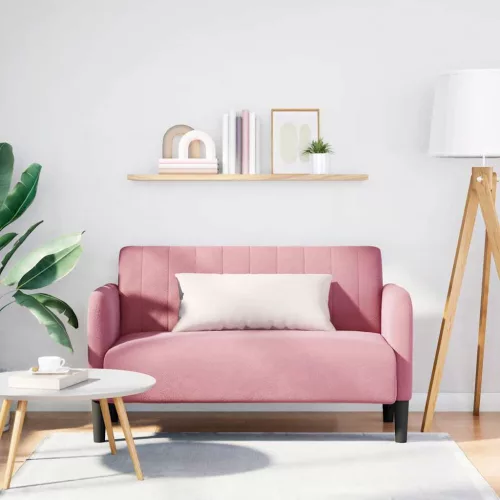vidaXL rózsaszín bársony loveseat kanapé 109 cm