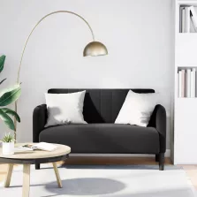 vidaXL fekete bársony loveseat kanapé 109 cm