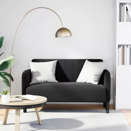 vidaXL fekete bársony loveseat kanapé 109 cm