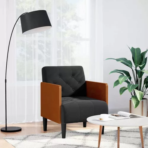 vidaXL fekete bársony kanapészék karfás szék 55 cm