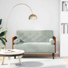   vidaXL világosszürke bársony loveseat kanapé párnákkal 110 cm