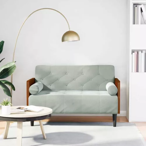 vidaXL világosszürke bársony loveseat kanapé párnákkal 110 cm
