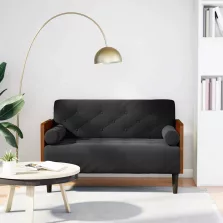 vidaXL fekete bársony loveseat kanapé párnákkal 110 cm
