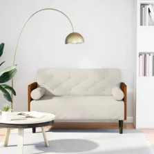 vidaXL krém bársony loveseat kanapé párnákkal 110 cm