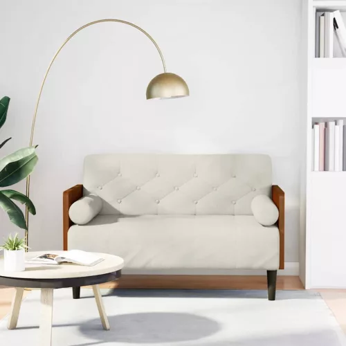 vidaXL krém bársony loveseat kanapé párnákkal 110 cm
