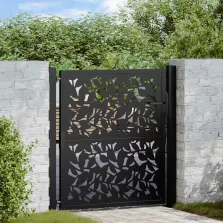   vidaXL Kerti kapu fekete 105x106 cm acél szárnyas kivitelben
