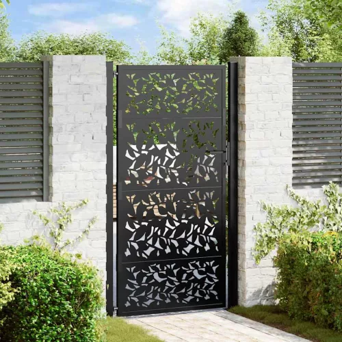 vidaXL fekete kerti kapu 100x175 cm acéllevél mintával