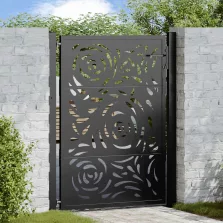  vidaXL Kerti kapu Fekete 105x130 cm Acéllángos Design Fekete