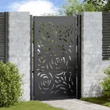 vidaXL Kerti kapu Fekete 105x155 cm Acél Lángos Design