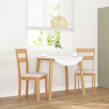   vidaXL 2 db természetes tömörfa gumiból készült étkezőszékek párnákkal