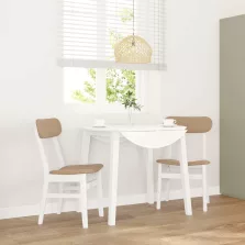   vidaXL 2 db fehér tömörfa gumiból készült étkezőszékek párnákkal