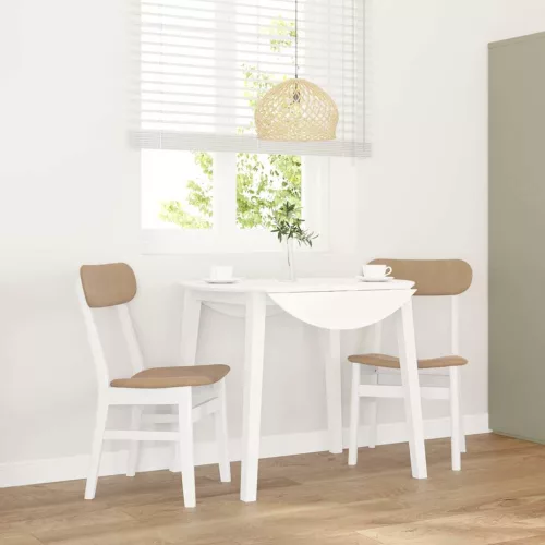 vidaXL 2 db fehér tömörfa gumiból készült étkezőszékek párnákkal