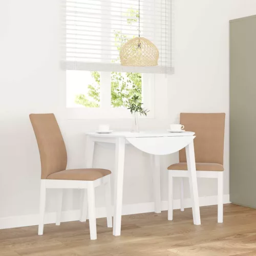 vidaXL 2 db fehér tömörfa gumiból készült étkezőszékek párnákkal
