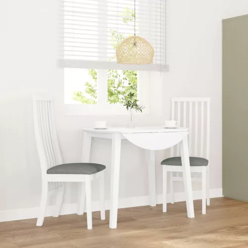 vidaXL 2 db fehér tömörfa gumiból készült étkezőszékek párnákkal