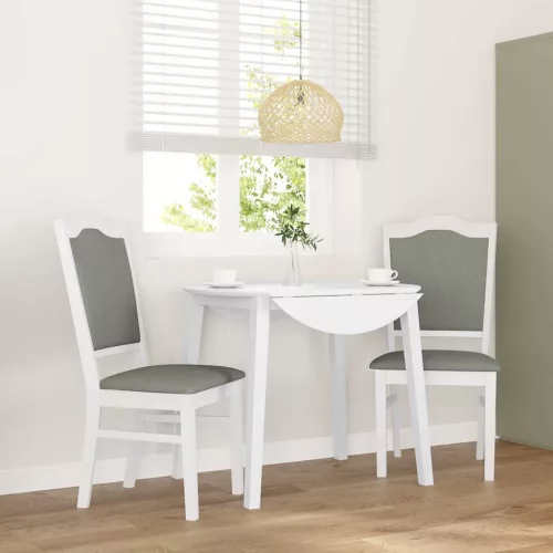 vidaXL 2 db fehér tömörfa gumiból készült étkezőszékek párnákkal