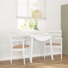   vidaXL 2 db fehér tömörfa gumiból készült étkezőszékek párnákkal