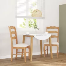   vidaXL 2 db természetes tömörfa gumiból készült étkezőszékek párnákkal