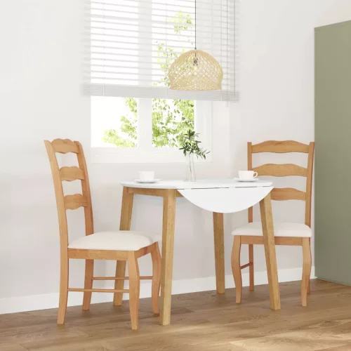 vidaXL 2 db természetes tömörfa gumiból készült étkezőszékek párnákkal