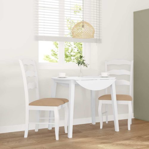 vidaXL 2 db fehér tömörfa gumiból készült étkezőszékek párnákkal