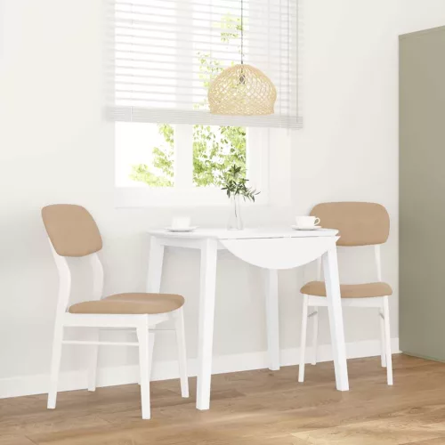 vidaXL 2 db fehér tömörfa gumiból készült étkezőszékek párnákkal