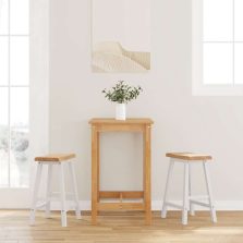 vidaXL 2 db fehér tömörfa gumiból bárszékek