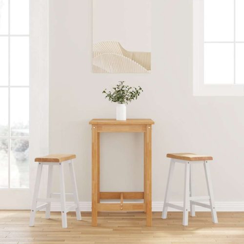 vidaXL 2 db fehér tömörfa gumiból bárszékek