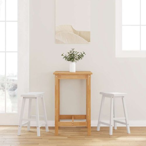 vidaXL 2 db fehér tömörfa gumiból bárszékek