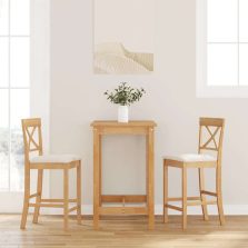   vidaXL 2 db természetes tömörfa gumiból bárszékek párnákkal