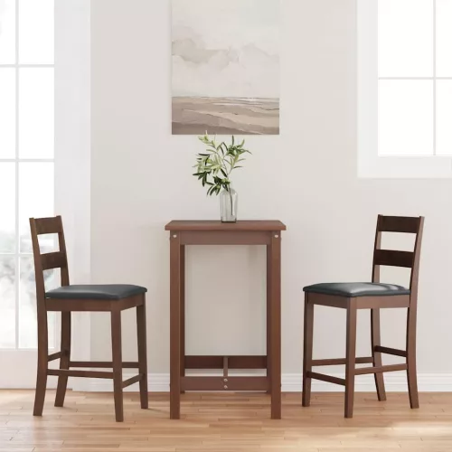 vidaXL 2 db barna tömörfa gumiból bárszékek párnákkal