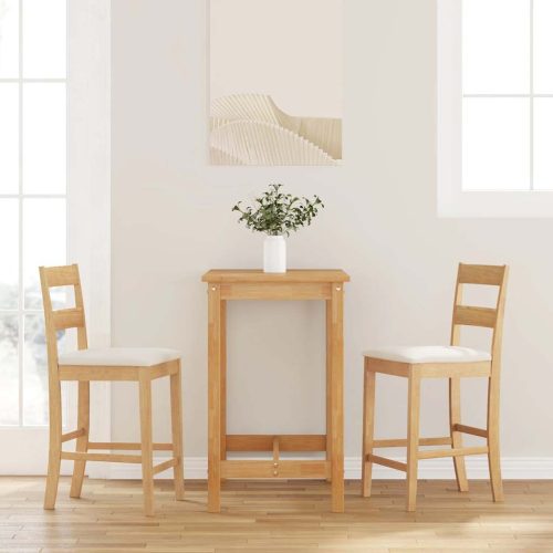 vidaXL 2 db természetes tömörfa gumiból bárszékek párnákkal