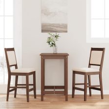 vidaXL 2 db barna tömörfa gumiból bárszékek párnákkal