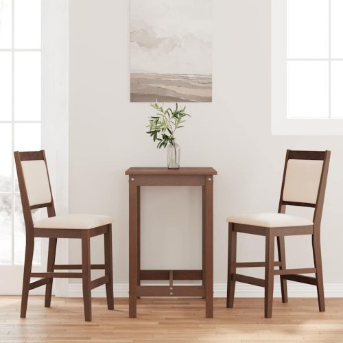 vidaXL 2 db barna tömörfa gumiból bárszékek párnákkal