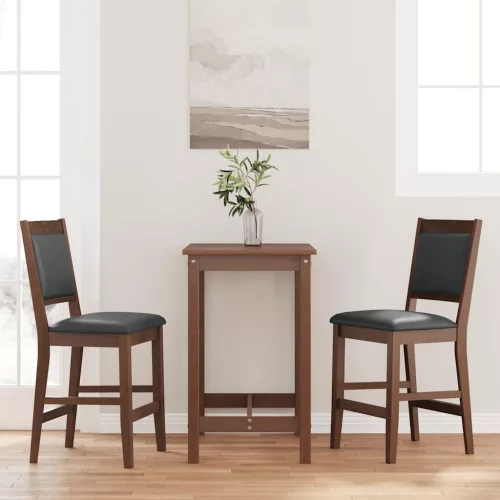 vidaXL 2 db barna tömörfa gumiból bárszékek párnákkal