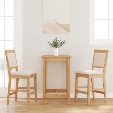   vidaXL 2 db természetes tömörfa gumiból bárszékek párnákkal