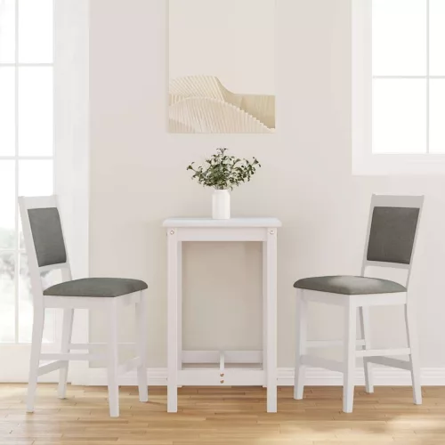 vidaXL 2 db fehér tömörfa gumiból bárszékek párnákkal