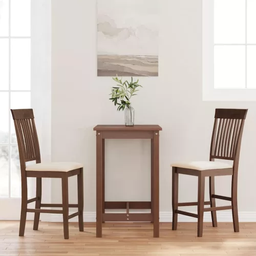 vidaXL 2 db barna tömörfa gumiból bárszékek párnákkal