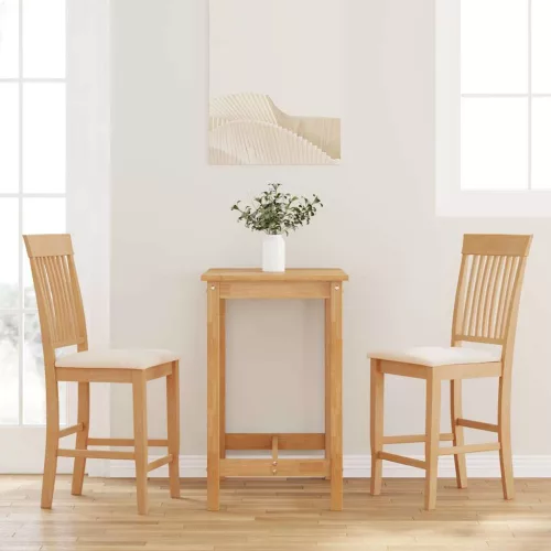 vidaXL 2 db természetes tömörfa gumiból bárszékek párnákkal