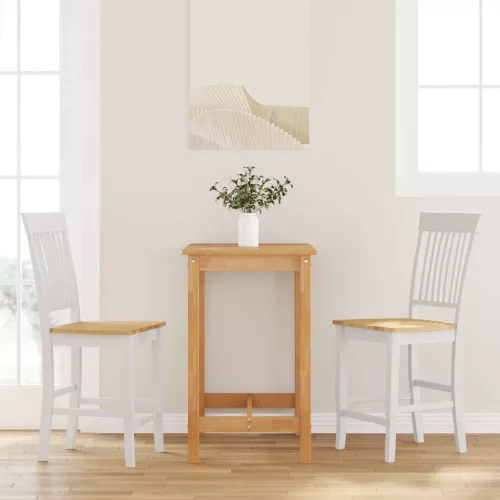 vidaXL 2 db fehér tömörfa gumiból bárszékek