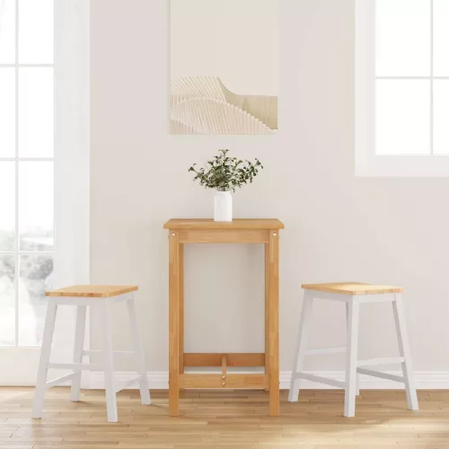 vidaXL 2 db fehér tömörfa gumiból bárszékek